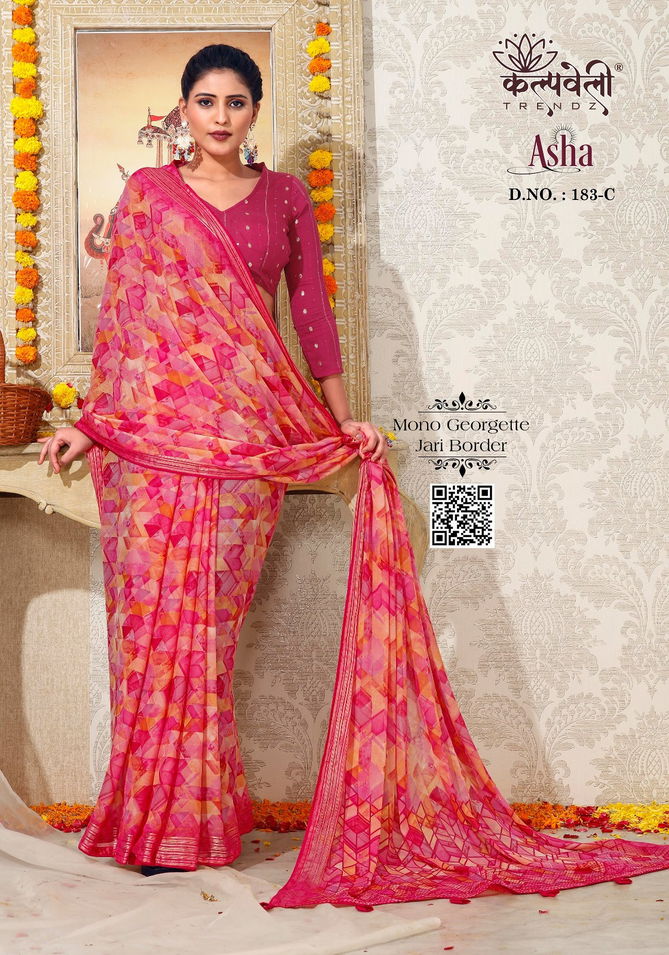 Asha 183 By Kalpatru Mono Georgette Printed Sarees Wholesale Price In Surat